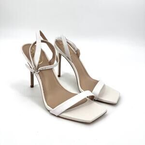 Sam Edelman White Strappy Orchid Square Toe Ankle Strap Stiletto Heels Size 9.5
